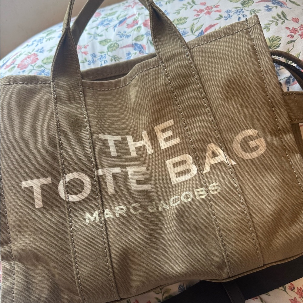 Marc Jacobs Tan Canvas Tote Bag with Bold Branding